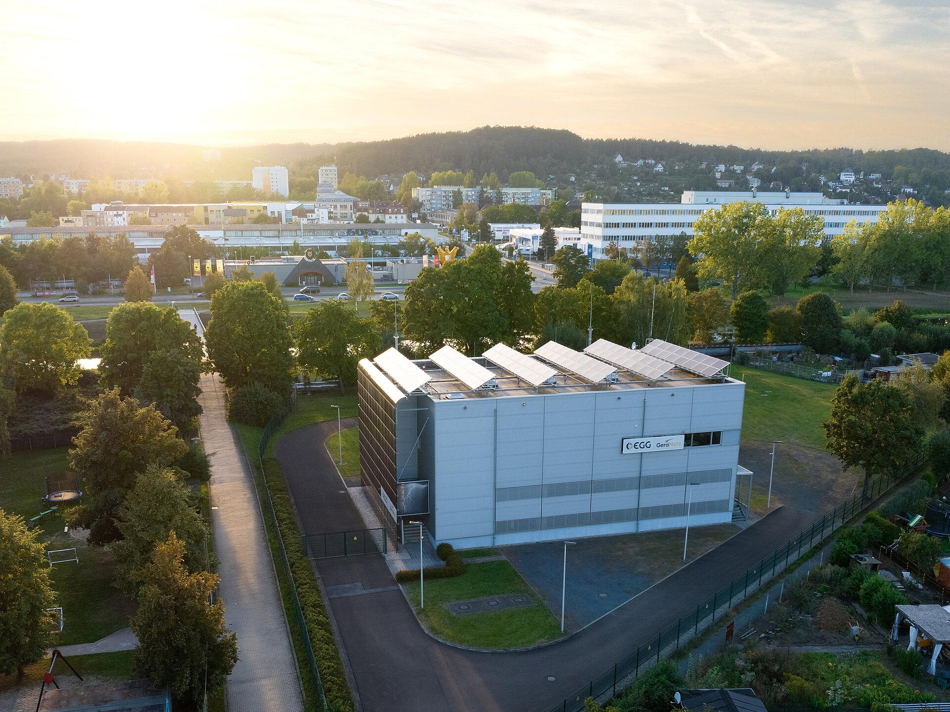 Solarkraftwerk der Energieversorgung Gera in der Gaswerkstraße in Gera e